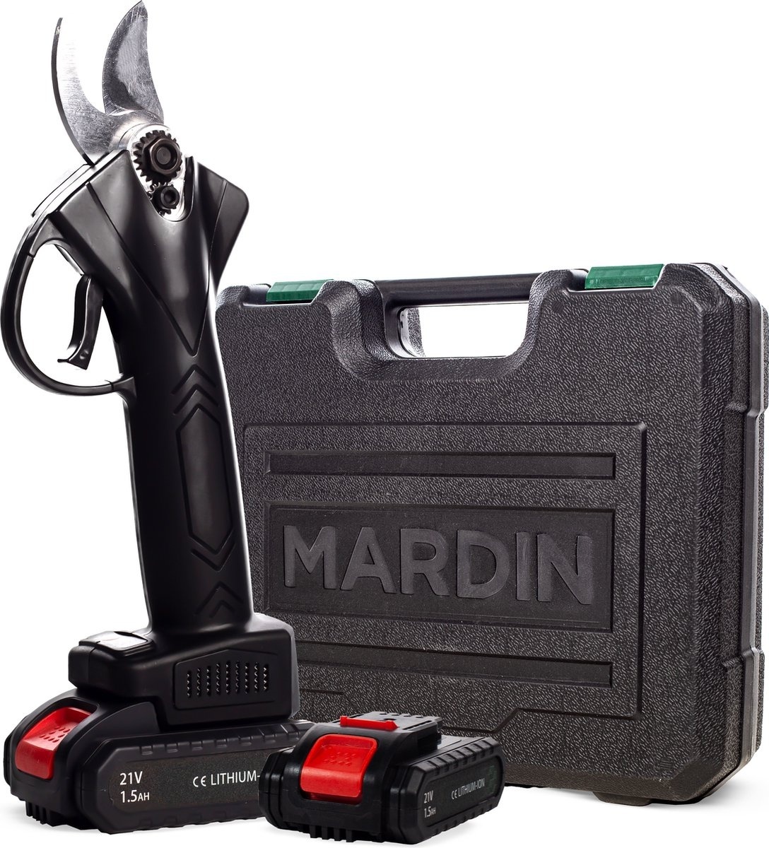 8720387806379 - Mardin - Elektrische Baumschere - Inklusive Etui - 2 Batterien - Schwarz