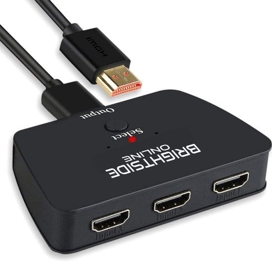 8720387812141 - Brightside HDMI Umschalter - 3 Eingänge 1 Ausgang - 4K@60hz - HDMI Kabel inklusive