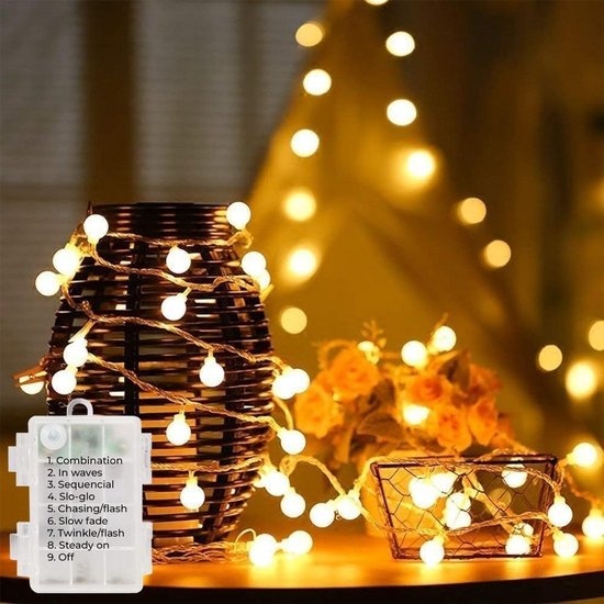 8720387817214 - Homèlle Light String - Weihnachtsbeleuchtung für draußen und drinnen - Warm-weiß - 6 Meter - 50 LEDs