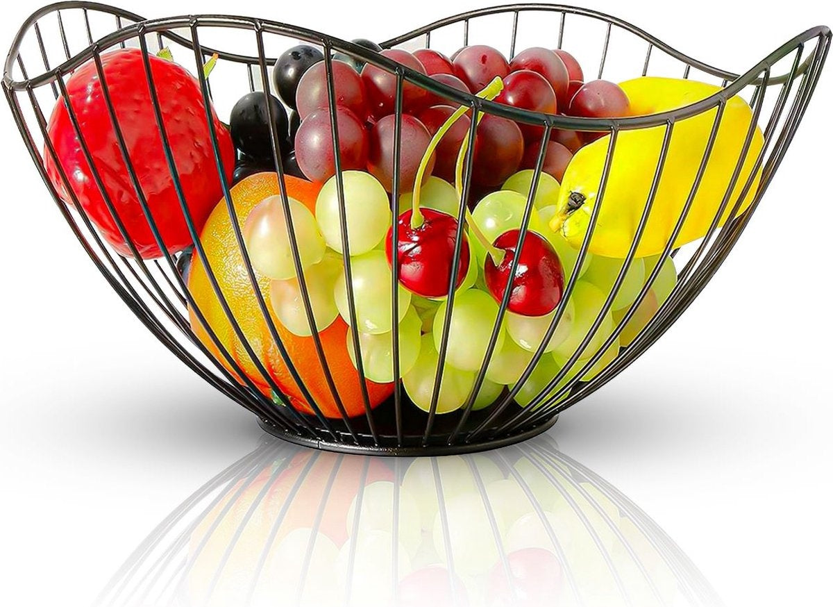 8720387823390 - MATTI® - Fruitschaal Zwart - Fruitmand Zwart - Metalen Fruitmand - Keuken Accessoires - 26x125x10cm 8720387823390 - MATTI® - Fruitschaal Zwart - Fruitmand Zwart - Metalen Fruitmand - Keuken Accessoires - 26x125x10cm