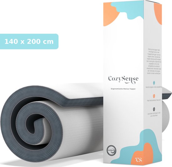 8720387894260 - CozySense® - Topper 140x200 - Top-Matratze - Matratzenauflage - Top-Matratze - 100 Tage Probeschlaf - Memory Foam mit kühlendem Gel - Topper-Matratze - CertiPUR® zertifiziert - Mittlere Festigkeit - 8 CM dick - Waschbarer Bezug inklusive