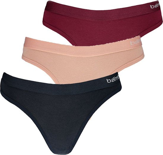 8720566308267 - Damen-Tanga Rot Rosa Blauer Bambus 3er-Pack - Größe S