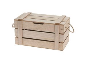 8720573002295 - Home Styling - Holzkiste mit Deckel und Seilhenkeln 35 x 18 x 19 cm