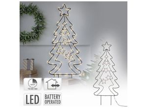 8720573042673 - Ecd Germany - led Gartenstecker Weihnachtsbaum 87 cm 90 Warmweiße LEDs 6 Std Timer Batteriebetrieben Innen Außen aus Metall led Baum Weihnachten