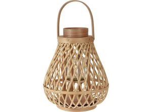 8720573171366 - Home Styling - Laterne aus Rattan mit Glasbasis für eine Kerze ø 25 cm