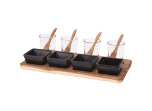 8720573202145 - Excellent Houseware - Servier-Set mit Holztablett 30 x 15 cm