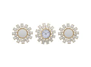 8720573226721 - Home Styling - Deko-Spiegel in geometrischen Rahmen 2er-Set + Wanduhr