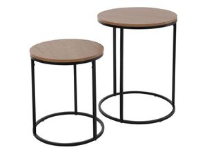 8720573407595 - H&s Collection - 2-tlg Beistelltisch-Set mit Holzplatte Natur & Schwarz Mehrfarbig