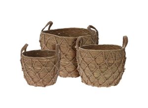 8720573516686 - Home Styling - Aufbewahrungskörbe mit Griffen Weide und Rattan 3er-Set