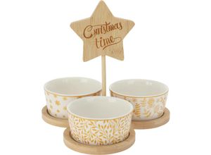 8720573638326 - Excellent Houseware - Servierschalen christmas time mit Bambusuntersetzer