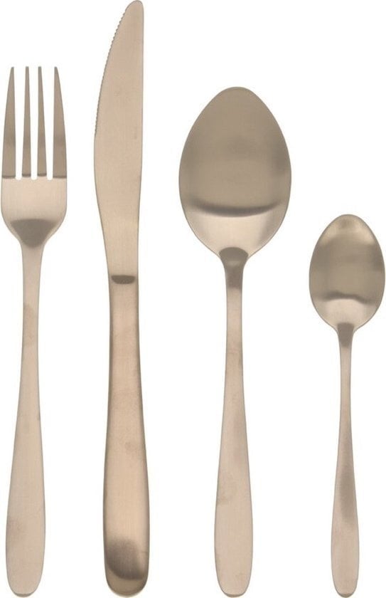 8720573684439 - Tableware Collection Besteckset - 39 Teile - Silber mit Goldakzent - Edelstahl