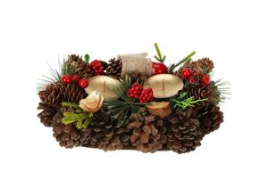 8720573728782 - Home Styling - Kerzenhalter aus Zapfen Weihnachtsdeko 26 cm