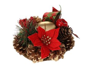 8720573729017 - Home Styling - Adventskranz mit Zapfen Kerzenhalter 15 cm