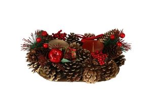 8720573729062 - Home Styling - Kerzenhalter mit Zapfen Weihnachtsdeko für 2 Kerzen