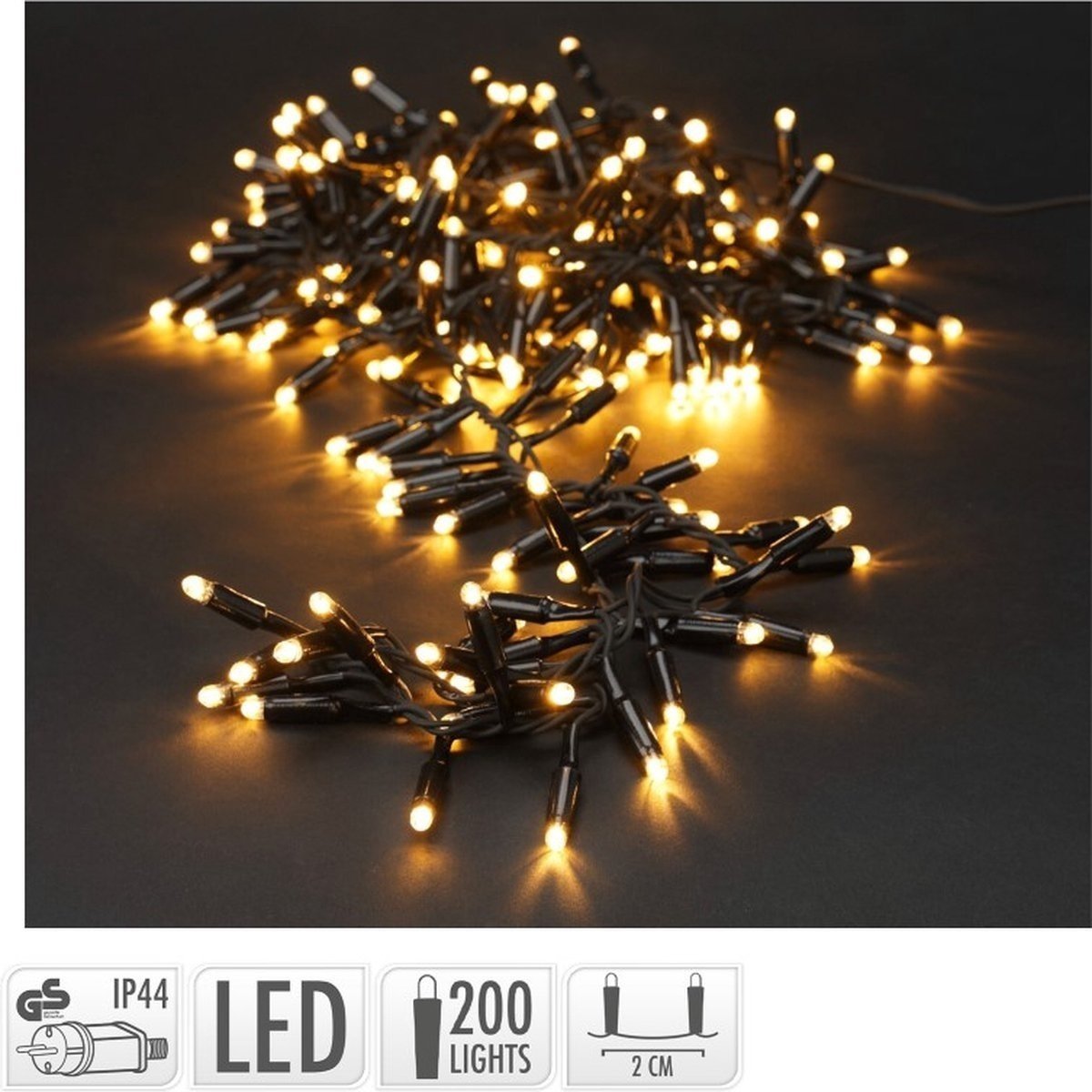 8720573754101 - Koopman Weihnachtsbeleuchtung Cluster 200 Led - Warmweiß