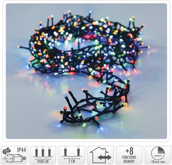 8720573811255 - Microcluster Weihnachtsbeleuchtung - 1200 led - 24m - mehrfarbig - Timer - Lichtfunktionen - Memory - Outdoor-Indoor