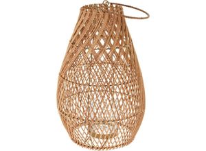 8720573858038 - Home Styling - Laterne aus Naturrattan mit Glas-Einsatz 25 x 32 cm