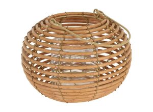 8720573969390 - Home Styling - Runde Laterne aus Rattan mit Glas-Einsatz