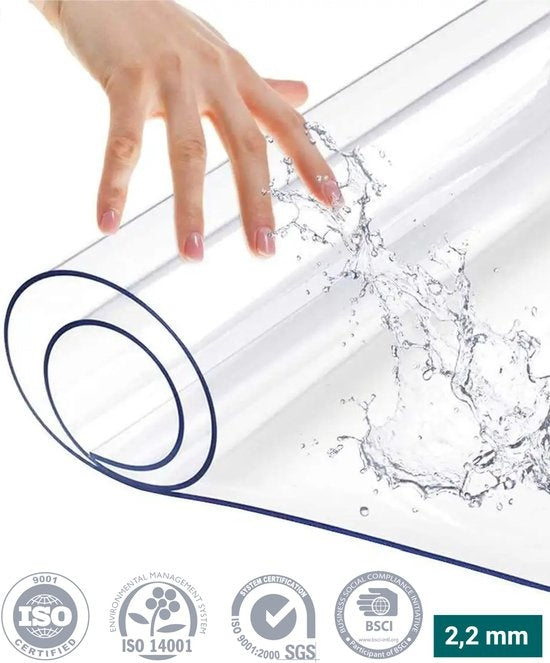 8720589186835 - HOMEWELL Tischschutz Transparent Glas Klar 90x100cm - Transparente Tischdecke - Tischtuch - Rutschfest und hitzebeständig - 22 mm