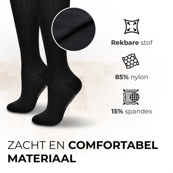 8720589269446 - KANGKA® Kompressionsstrümpfe Klasse II 20-30 mmHg Größe 37-40 (M) - Flugstrümpfe - Kompressionssocken für Running Walking - Unisex - Schwarz