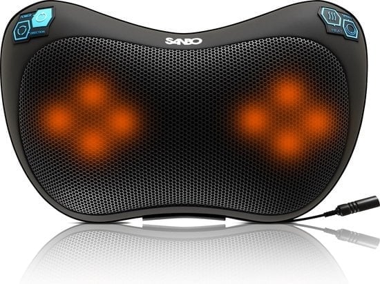 8720589320000 - Wireless Massage Cushion WL20 - Schwarz - Massagegeräte - Wärmefunktion mit Infrarot - Für Haus und Auto - Shiatsu - Fitness