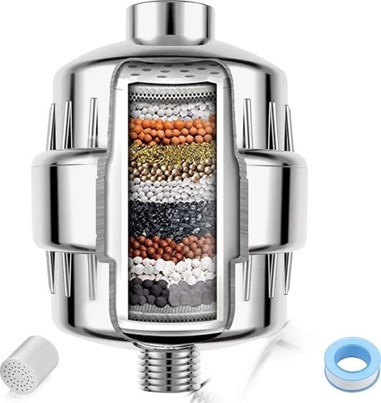 8720589320116 - Duschfilter - 17 Stufen - Silber - Wasserfilter für Duschkopf - Duschfilter - Wasserhahnfilter