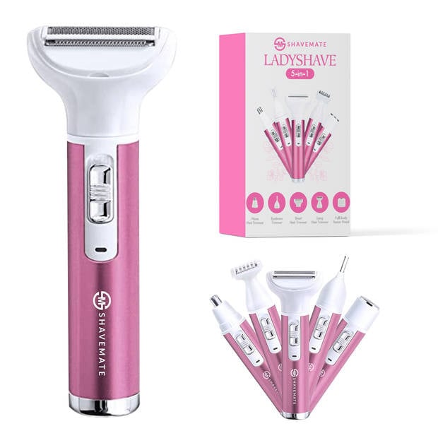 8720589588011 - MM Brands 5 in 1 Ladyshave für Frauen - Trimmer Frau - Haarentferner - Pink