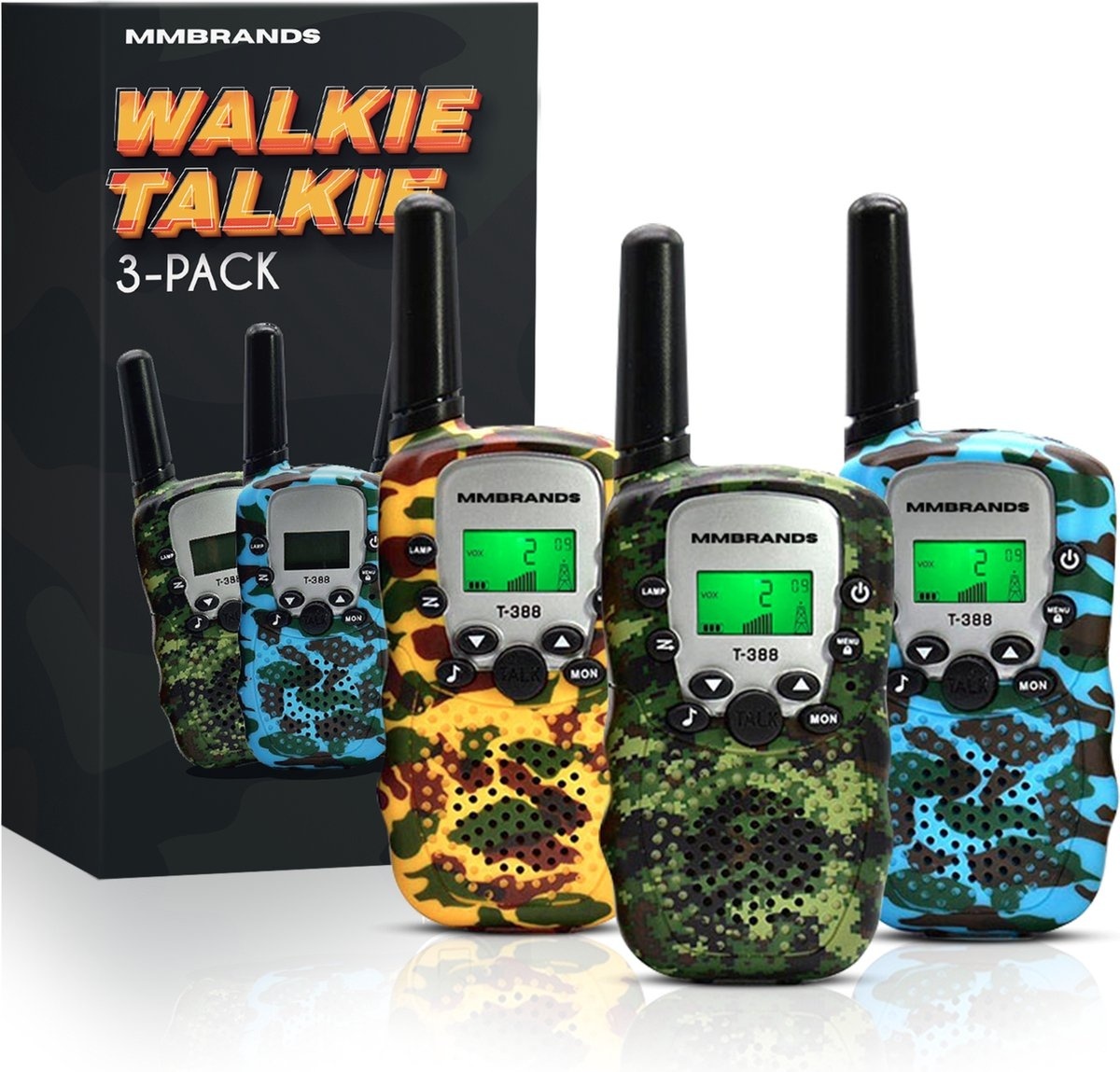 8720589588110 - MM Brands Walkie Talkie für Kinder und Erwachsene - Walkie Talkie - 3er-Set