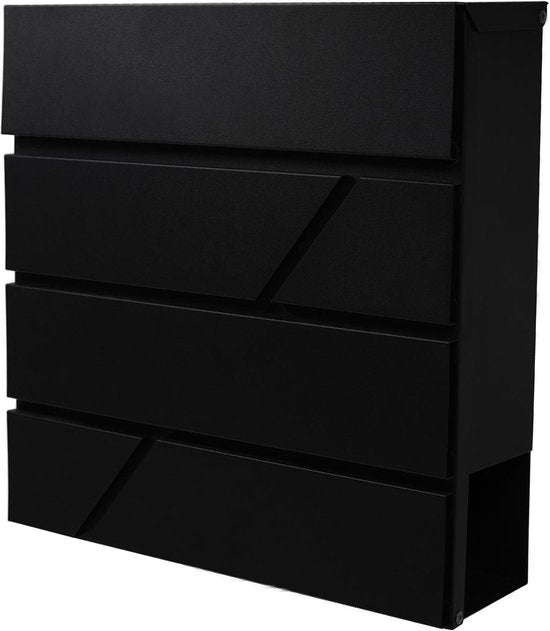 8720589915619 - BRASQ Briefkasten Hanging Black Deluxe - Wandbriefkasten mit Schloss und Zeitungsfach - Inkl Befestigungsmaterial & 2 Schlüssel - Briefkasten - Briefkasten - Edelstahl
