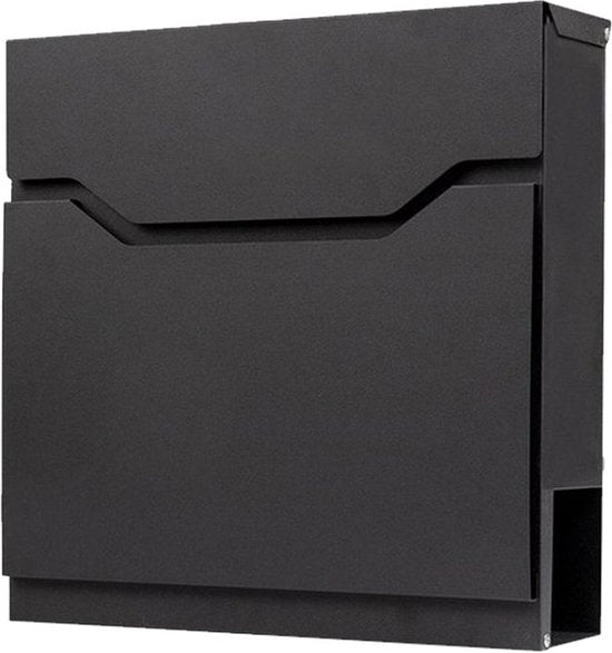 8720589915763 - BRASQ Briefkasten Premium Schwarz - Wandbriefkasten - Inkl Montagematerial & 2 Schlüssel - mit Zeitungsfach und Schloss - Edelstahl