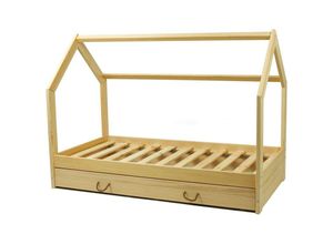 8720602853126 - Viking Choice - Massivholz Kinderbett - Skandinavischer Stil - Hausbett - 160x80cm - Holz