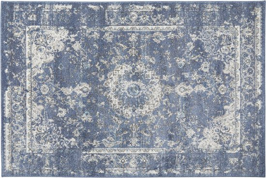 8720604881592 - Lifa Living - Teppich Yarah - Blau - Weich - 80 x 150 cm - Polypropylen - Florhöhe 9 mm - Vintage