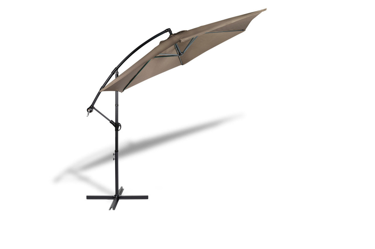 8720604885972 - Hanging Parasol Premium - Inklusive wasserdichter Sonnenschirmhülle - Polyester - 300 x 300 x 250 cm - Taupe