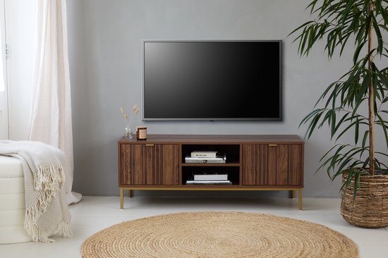 8720604886542 - Lifa Living TV-Möbel Turin - MDF Metall - Dunkelbraun- 120x45x40cm - Max Belastbarkeit 25kg