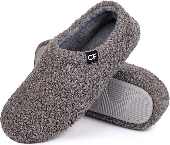 8720618091031 - Hausschuhe Damen - Hausschuhe - Größe 42 43 - Grau - Rutschfest - Comfeet