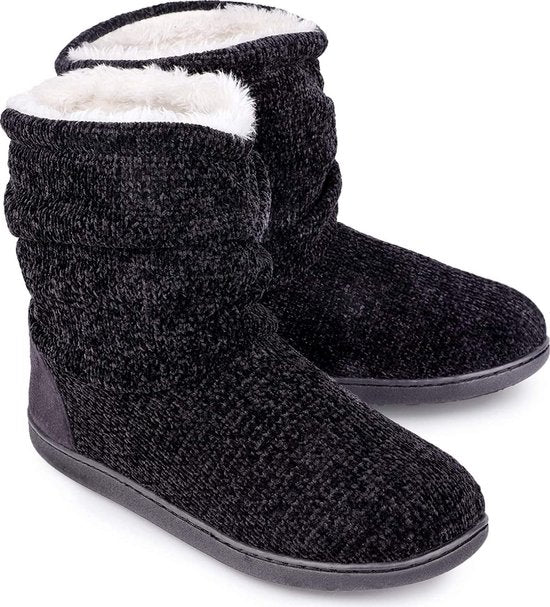 8720618091383 - Hausschuhe Damen - Hausschuhe - Größe 42 43 - Schwarz - Rutschfest - Comfeet