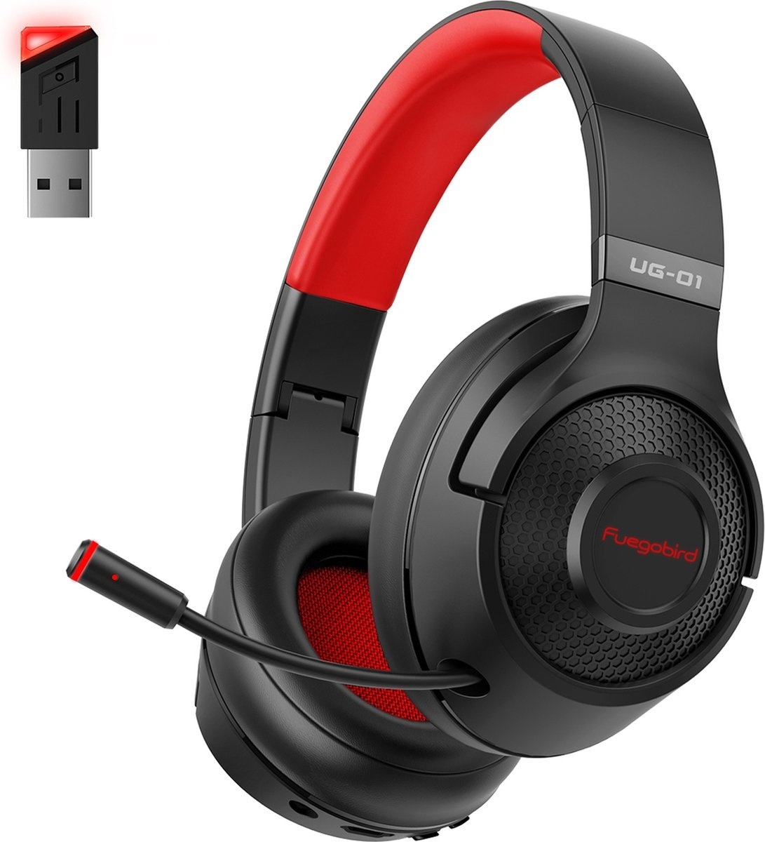 8720618356468 - UG-01 24GHz Wireless Gaming Headset - Bluetooth Headset - Multiplattform - Geeignet für PS4 PS5 Nintendo Switch - Rot