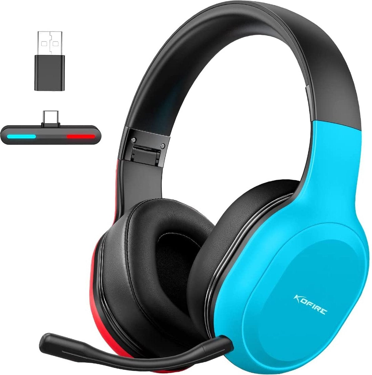 8720618356482 - Kofire UT-01 24GHz Wireless Gaming Headset - Over Ear Kopfhörer - mit Mikrofon - Geeignet für PS4 PS5 Nintendo Switch