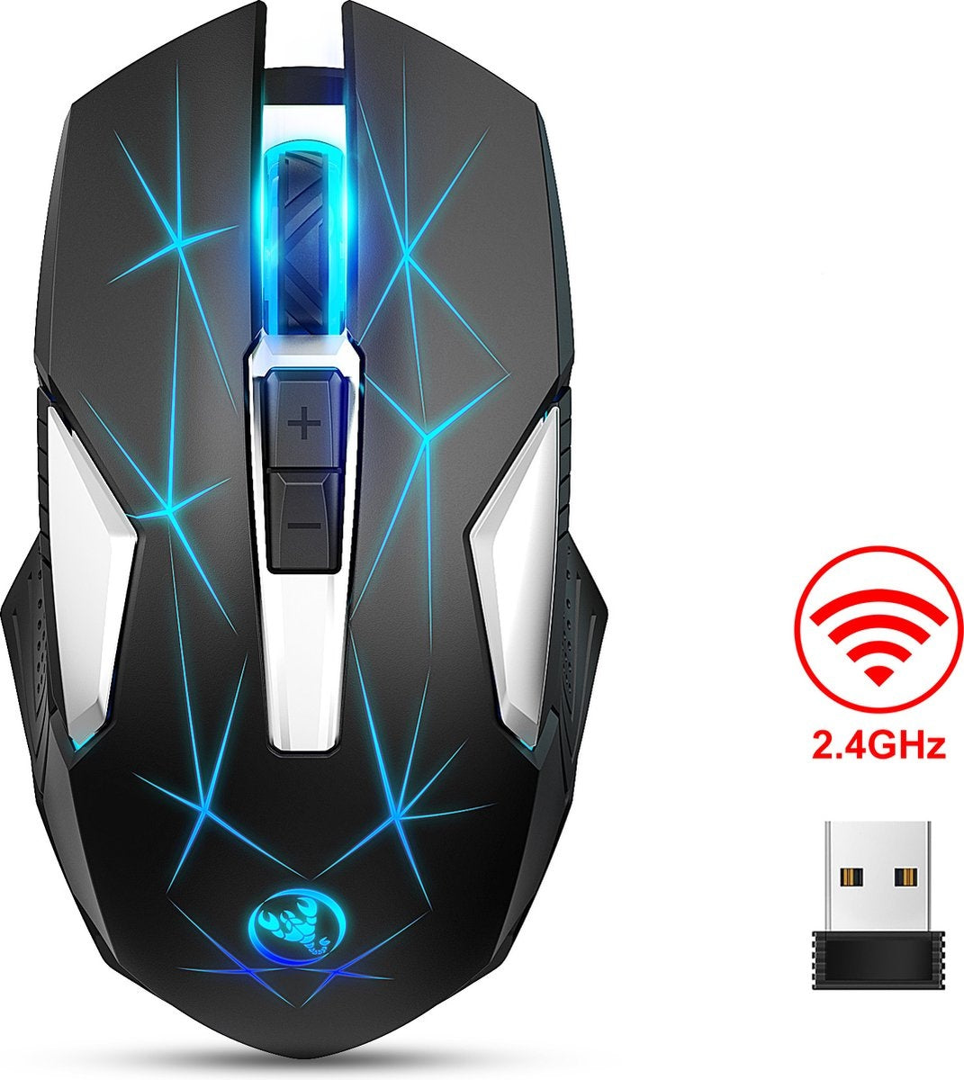 8720618356529 - HXSJ T300 24G Wireless Gaming Mouse - Computermäuse - Ultraleicht - Kompakt für unterwegs - RGB-Beleuchtung - Schwarz