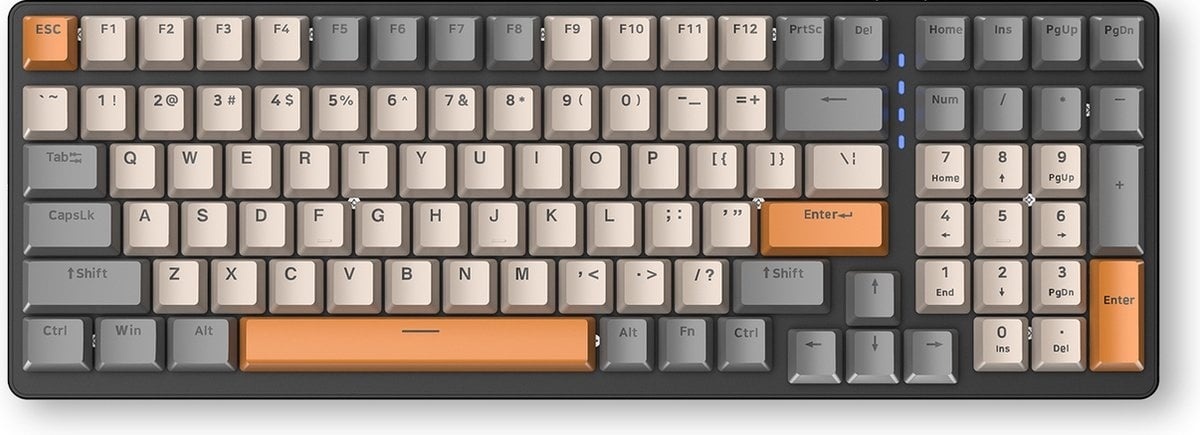 8720618356659 - K3 Mechanische Gaming-Tastatur - 100 Tasten - Roter Schalter - QWERTY - Mechanische Tastatur mit RGB-Hintergrundbeleuchtung - Grau Orange