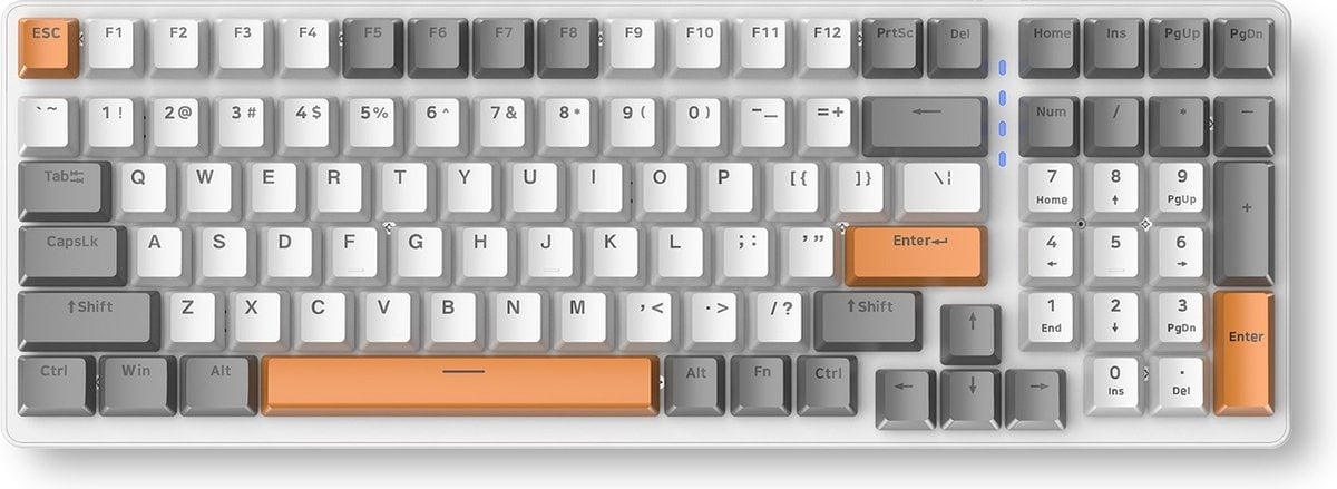 8720618356697 - K3 Mechanische Gaming-Tastatur - 100 Tasten - Roter Schalter - QWERTY - Mechanische Tastatur mit RGB-Hintergrundbeleuchtung - Weiß Orange