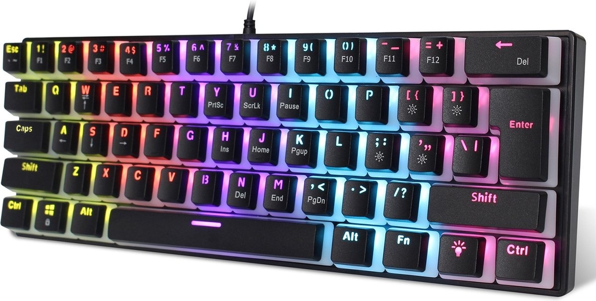 8720618356918 - HXSJ L700 RGB kabelgebundene mechanische Gaming-Tastatur - QWERTY - TKL - 61 Tasten - Blauer Schalter - Pudding-Tastenkappen - Schwarz