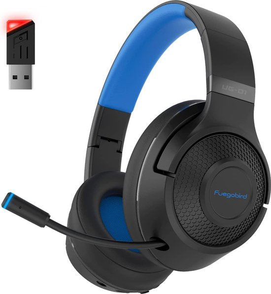 8720618356994 - UG-01 24GHz Drahtloses Gaming-Headset - Bluetooth-Kopfhörer - Multiplattform - Geeignet für PS4 PS5 Nintendo Switch - Schwarz Blau