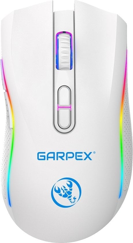 8720618580153 - Garpex® Silent Wireless Mouse - Gaming-Maus - Computermaus - Kabellose Maus - Mit LED-Beleuchtung - Wiederaufladbar - Weiß