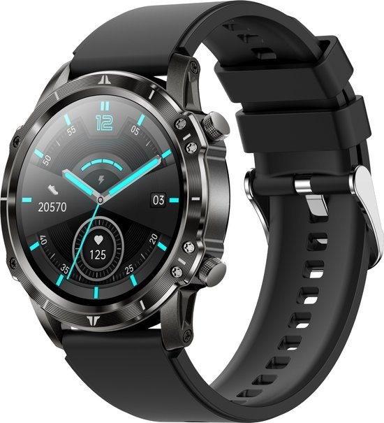 8720618633781 - - Luxus Smartwatch - für Frauen und Männer - Android und iOS - 45mm - CF89 - Touchscreen - IP67 Wasserdicht - Smartwatches für Kinder - Schwarz