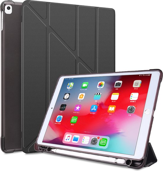 8720618668837 - Tablet-Hülle geeignet für iPad Case 2021 - 9 Generation - Mit Bleistifthalter - 102 Zoll - Smart Cover - Schwarz