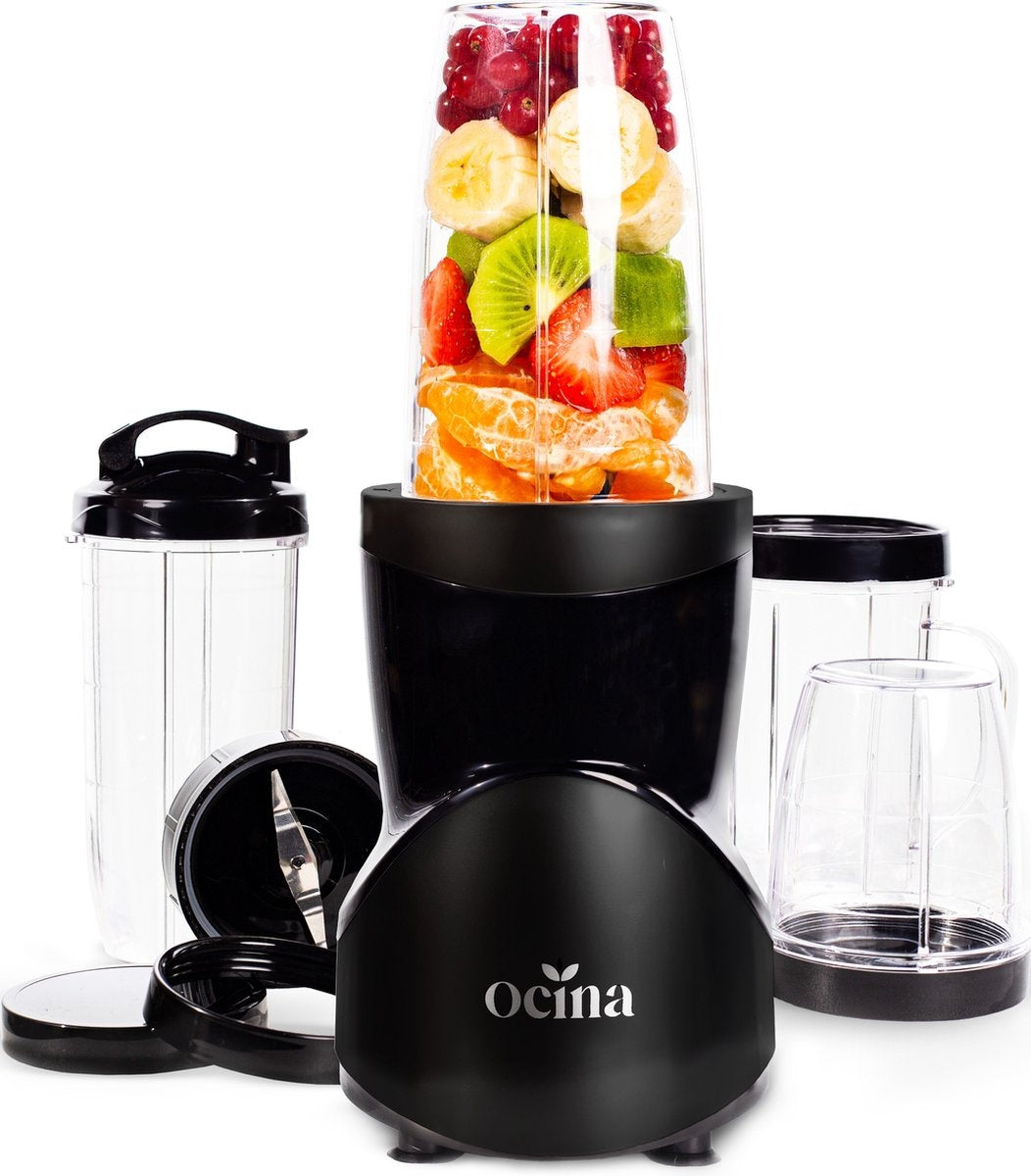 8720618695154 - Ocina Mini-Mixer - Smoothie-Maker - Mixer für unterwegs - 500 W - 12-teiliges Set - 4 Tassen - Schwarz