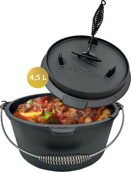 8720618695796 - Ocina Dutch Oven 45 Liter - Kasserolle Induktion - Gusseisen - BBQ - 24 cm