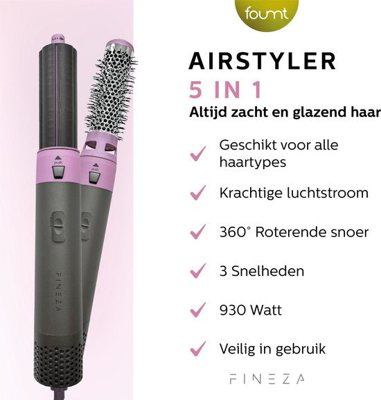 8720618695840 - Airstyler Lockenstab 5-in-1-Multistyler - Föhnbürste - Lockenbürste - Kurzes & Langes Haar - Hairwrap - Multistyler - Heißluftbürste - Haarstyler - Silber