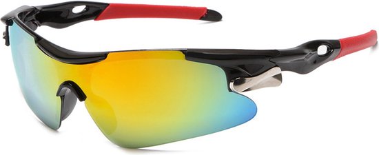 8720618740625 - GarpexÂ® Radsportbrille - Sportbrille - Polaroid Sonnenbrille - Sonnenbrille - Rennrad - Mountainbike - Motorrad - Schwarzer Rahmen rote Gläser